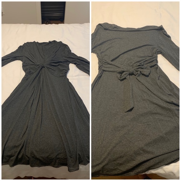 Gray stretch 3/4 sleeve dress - Picture 2 of 2
